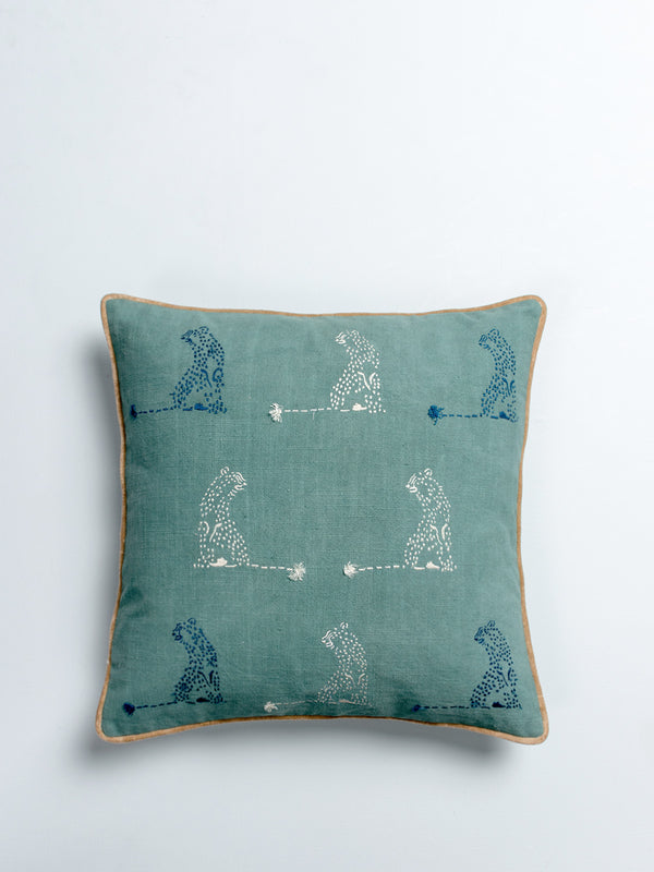 Majestic Leopard Cushion Cover (Viridian)