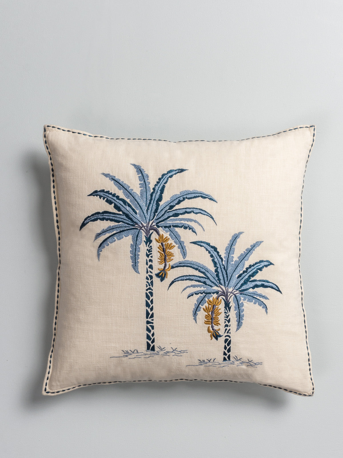 Palm Trail Cushion Cover (Blue)