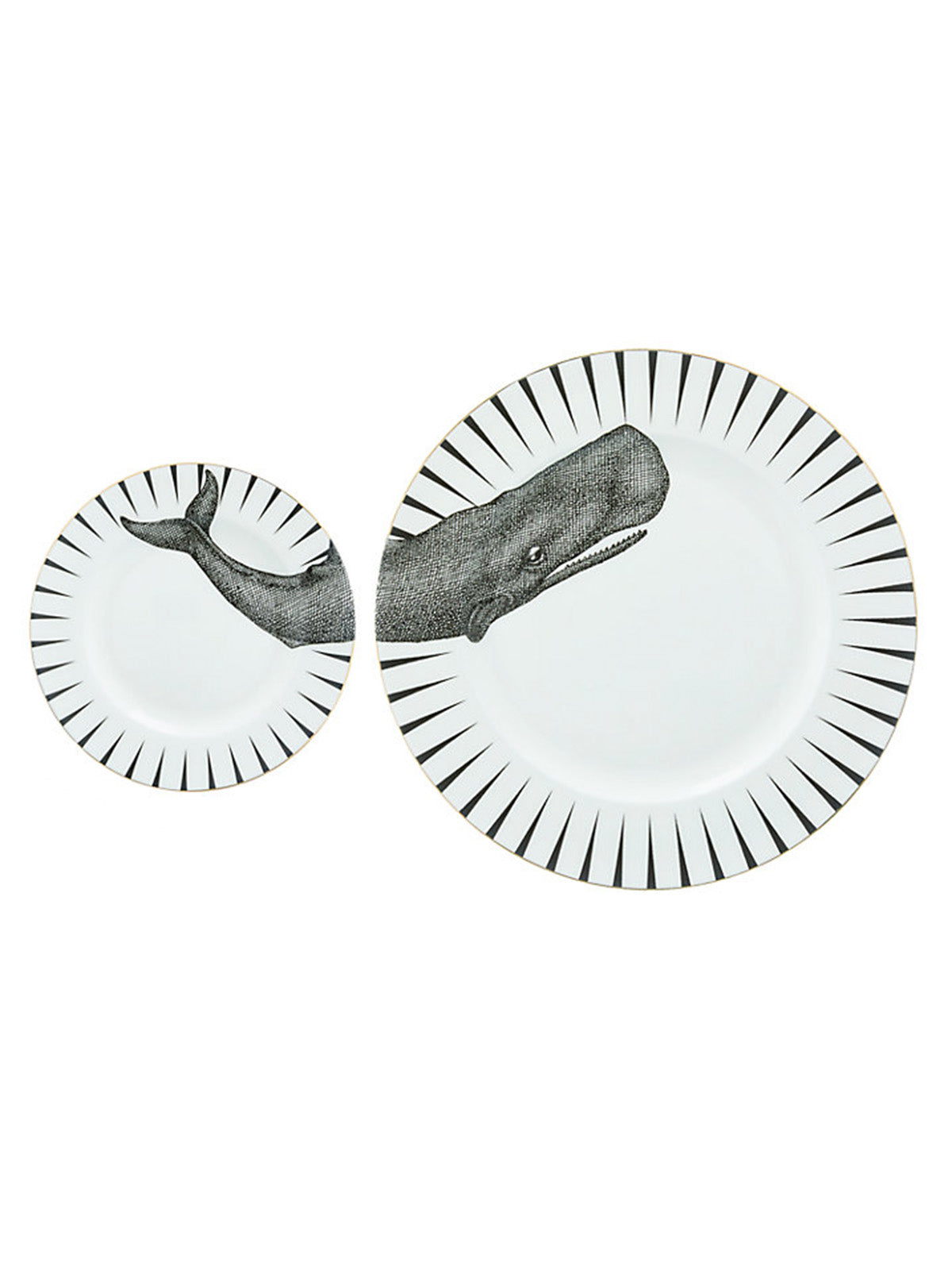 YE Monochrome Whale of a Time Plate Set (Set of 2)