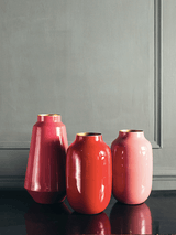 Oval Metal Vase-Red