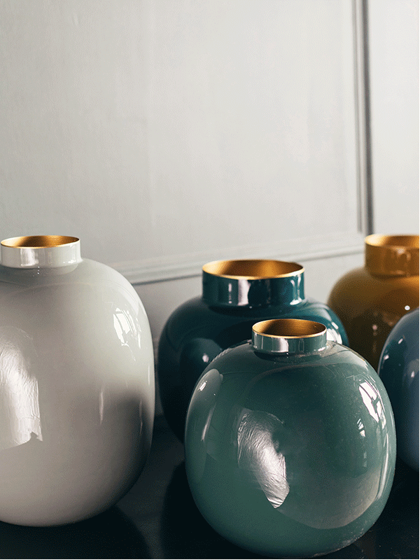 Round Metal Vase-Green