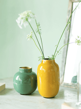 Oval Metal Vase-Yellow