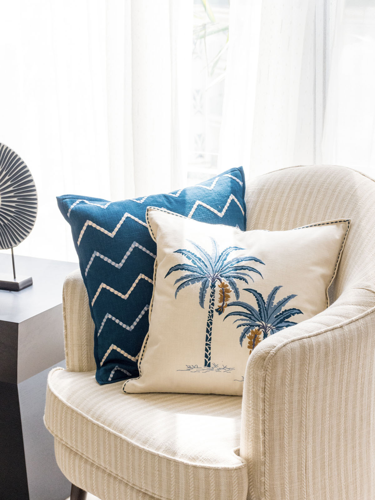 Chevron Wave Cushion Cover (Blue)