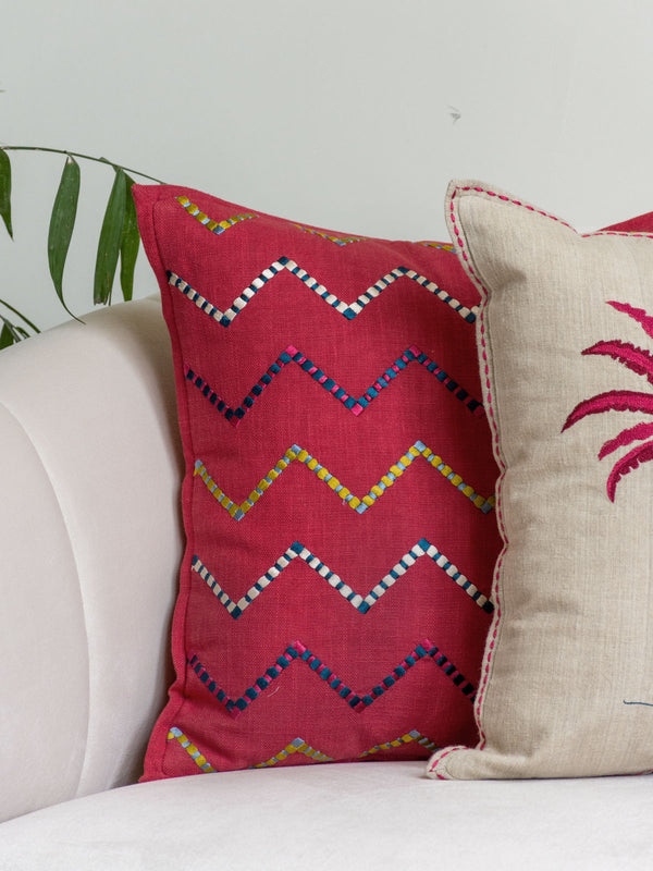 Chevron Wave Cushion Cover (Red)