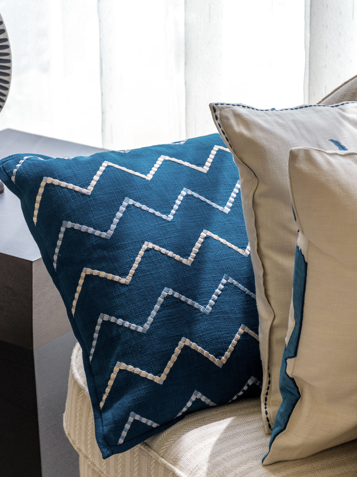 Chevron Wave Cushion Cover (Blue)