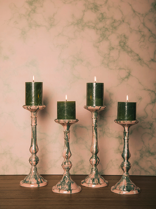 Celeste Candle Holder-Pink and Green