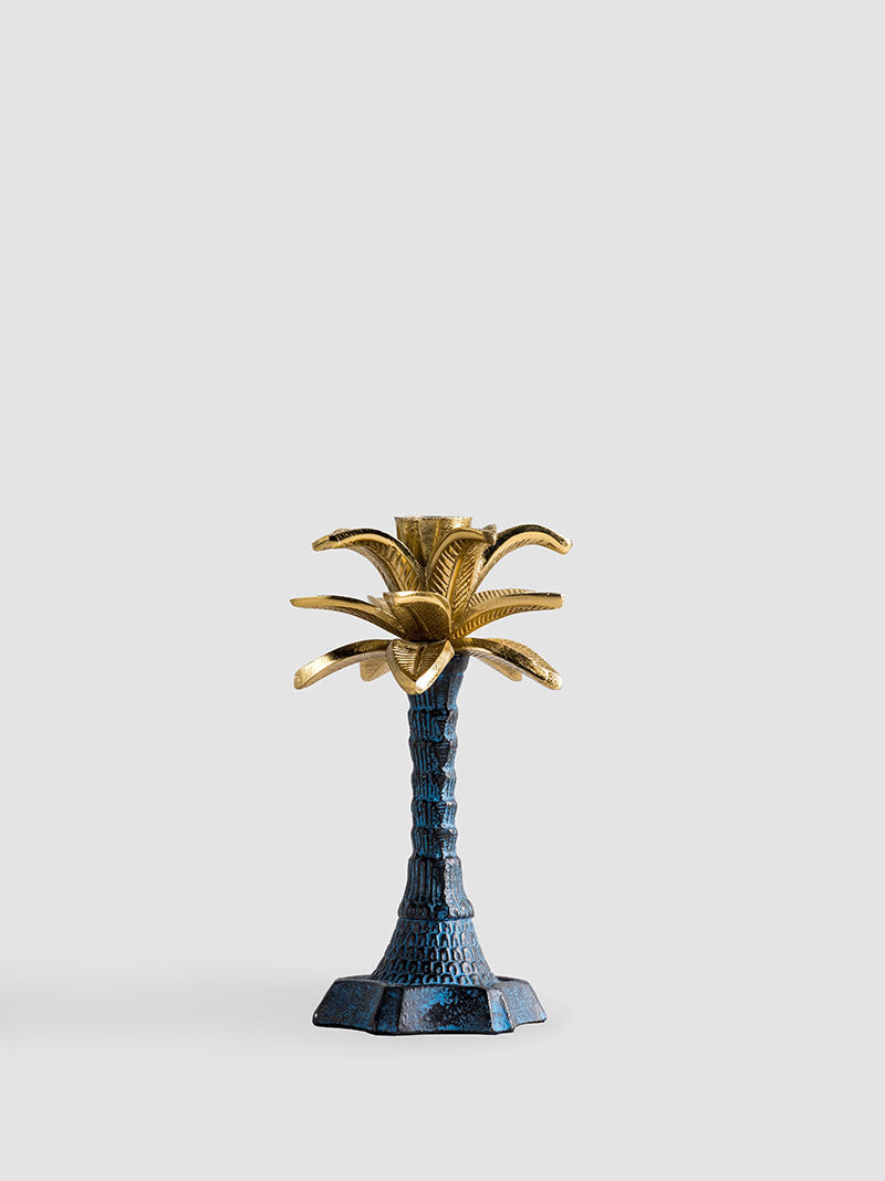Coconut Palm Candle Holder- Blue  (S,L)