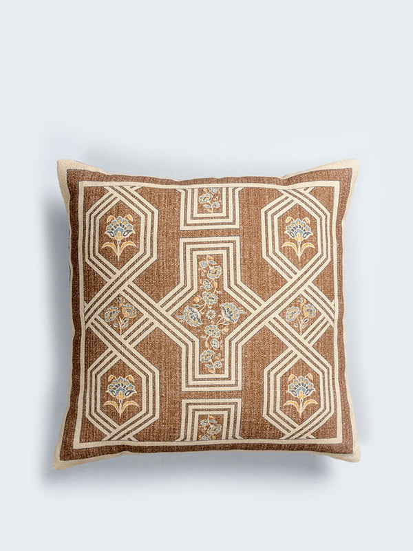 Garden Lattice Cushion Cover (Brown)