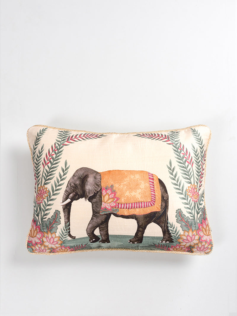 Haathi Cushion Cover (White-L)
