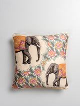 Haathi Jaal Cushion Cover (White)