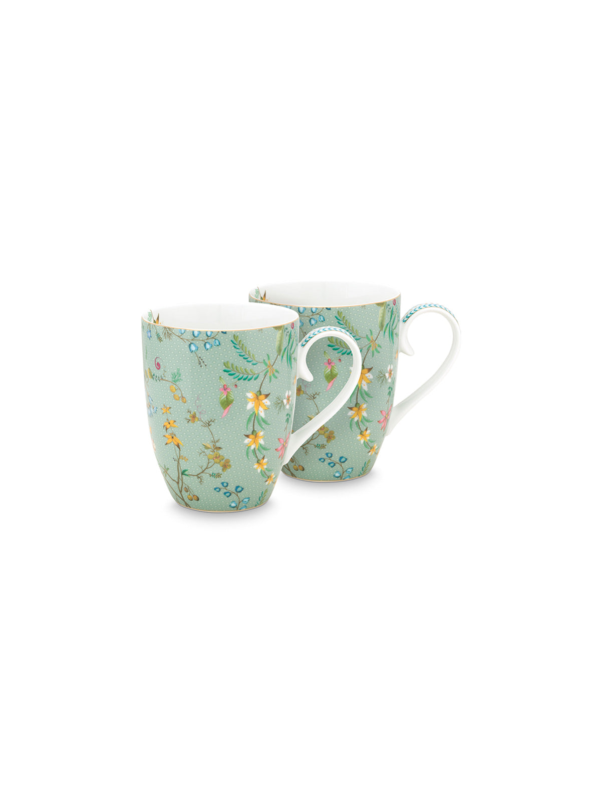 Jolie Flowers Blue Mugs-L (Set of 2)