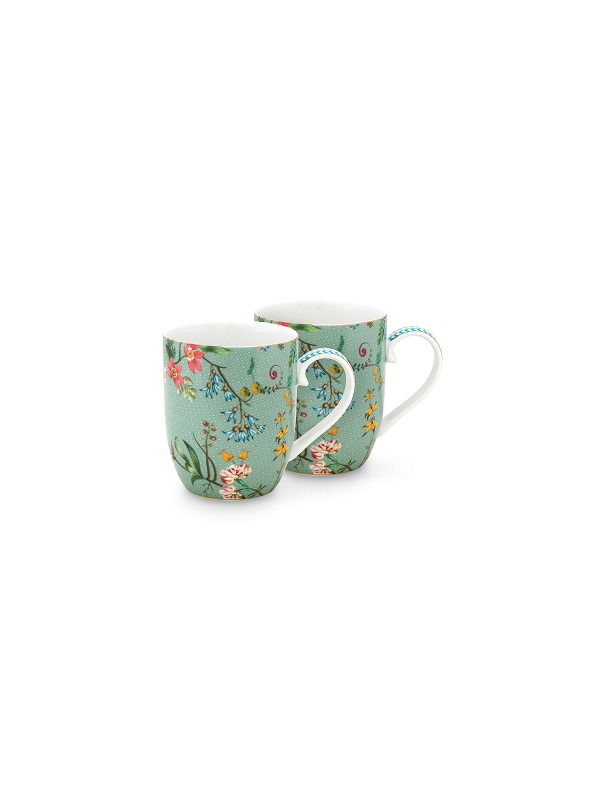 Jolie Flowers Blue Mugs-S (Set of 2)