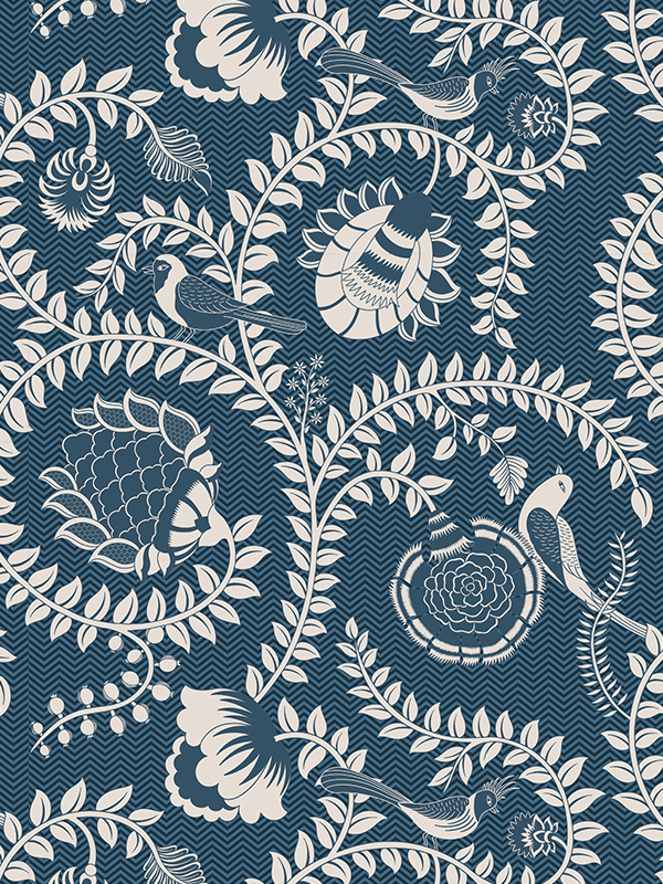 Kalamkari Jaal (Navy Blue)-Sample
