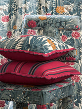 Lotus Stripes Cushion Cover (Cherry)