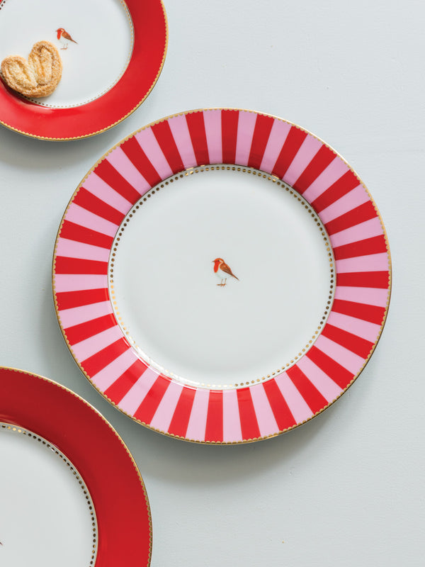 Love Birds Striped Dinner Plate (Set of 4)