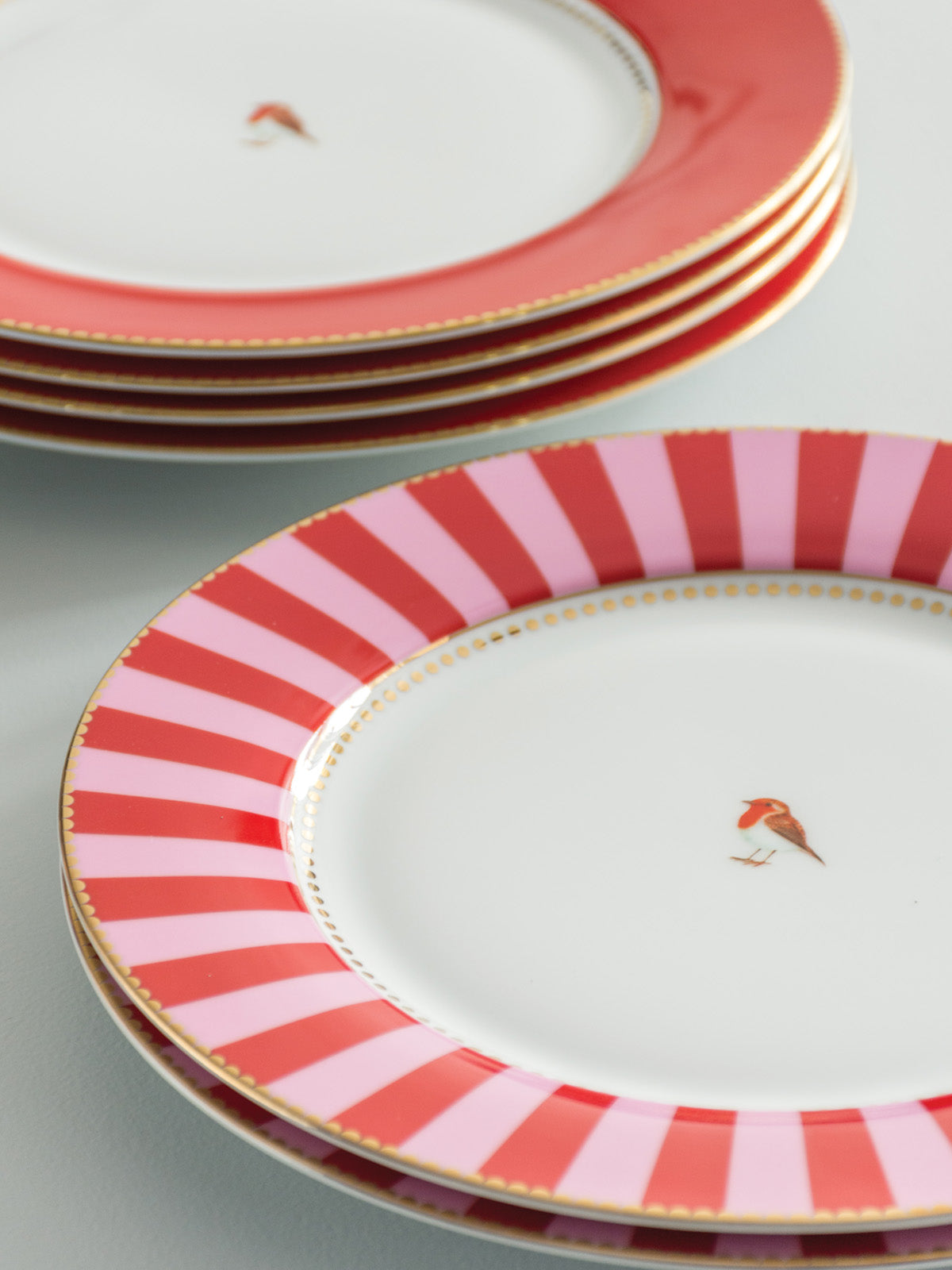 Love Birds Striped Dinner Plate (Set of 2)