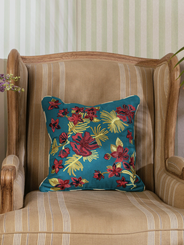 Wild Lilly Cushion Cover (Turquoise)