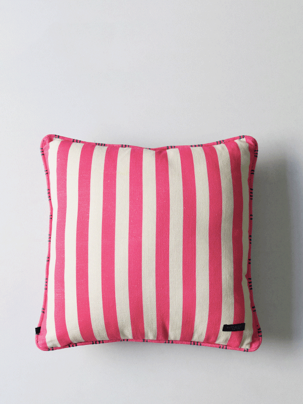 Striped Roses Cushion Cover (Magenta)