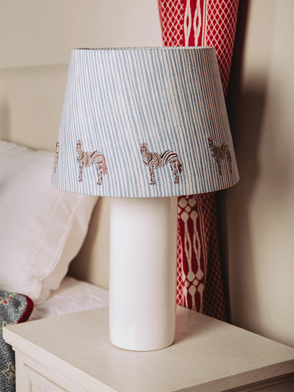 Portobello Lampshade-Royal Zebra-Blue