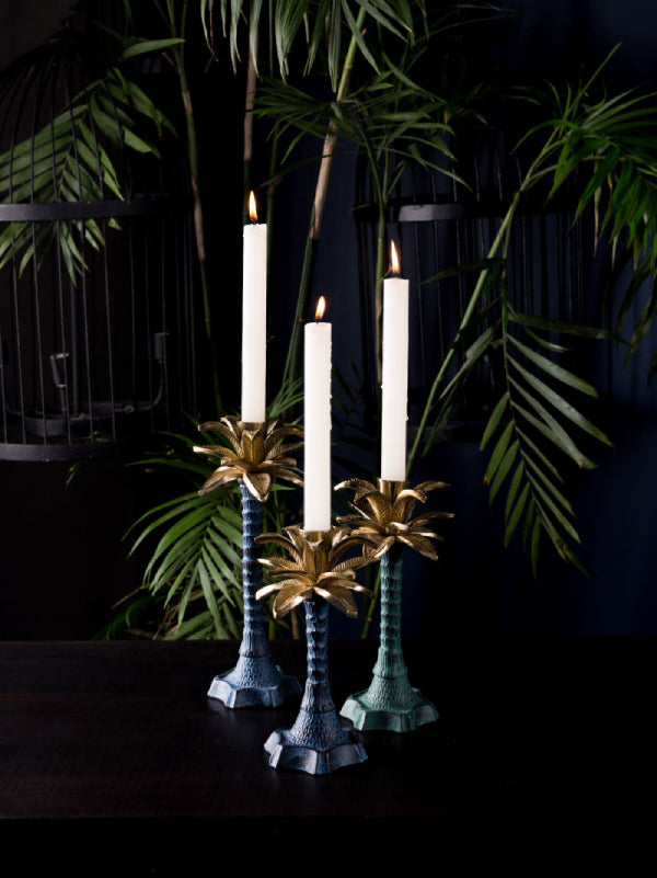 Coconut Palm Candle Holder- Blue  (S,L)