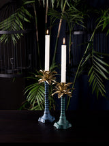 Coconut Palm Candle Holder- Blue  (S,L)