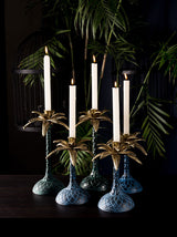 Oasis Palm Candle Holder- Green