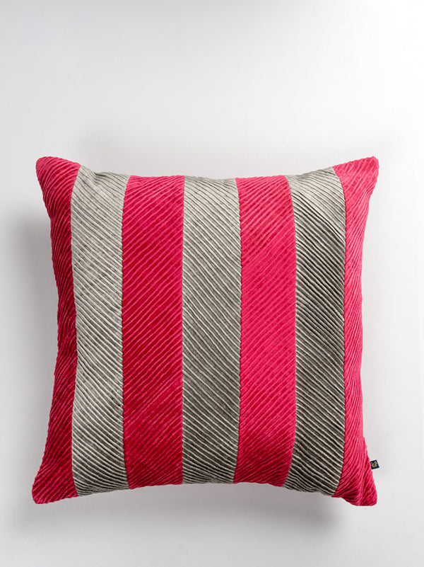 Striped Chevron Velvet Cushion Cover (Berry )