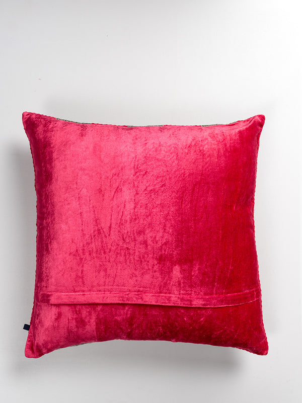 Striped Chevron Velvet Cushion Cover (Berry )