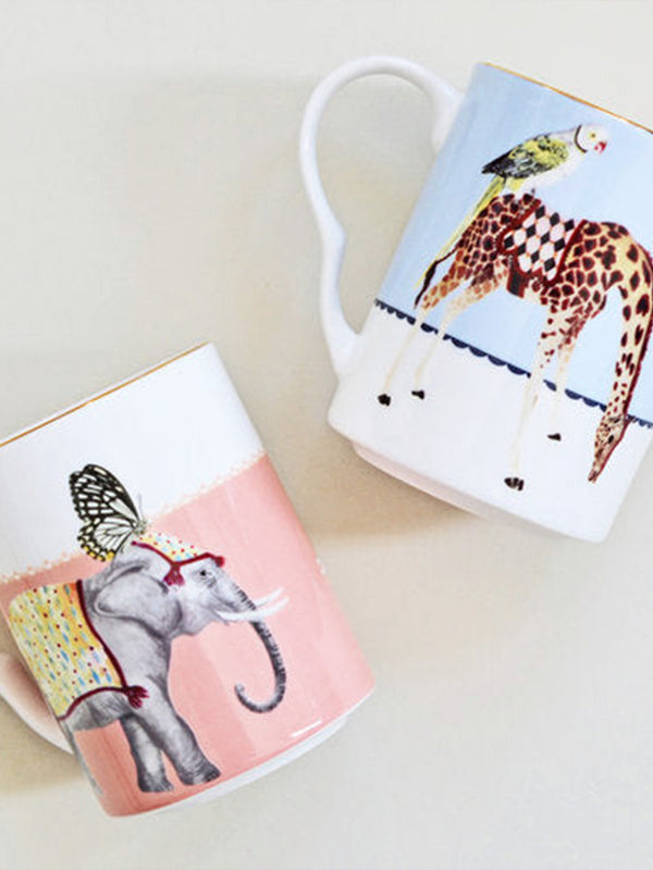 YE Carnival Elephant and Giraffe Mugs - Large (Set of 2)