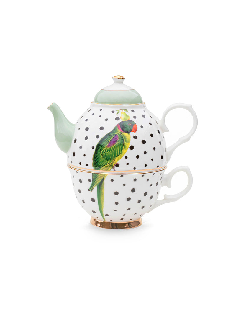 YE Parrot Polka Dots Tea For One Set