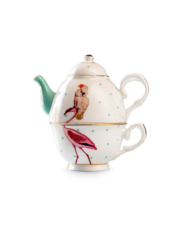 YE Parrot and Flamingo Tea For One Set