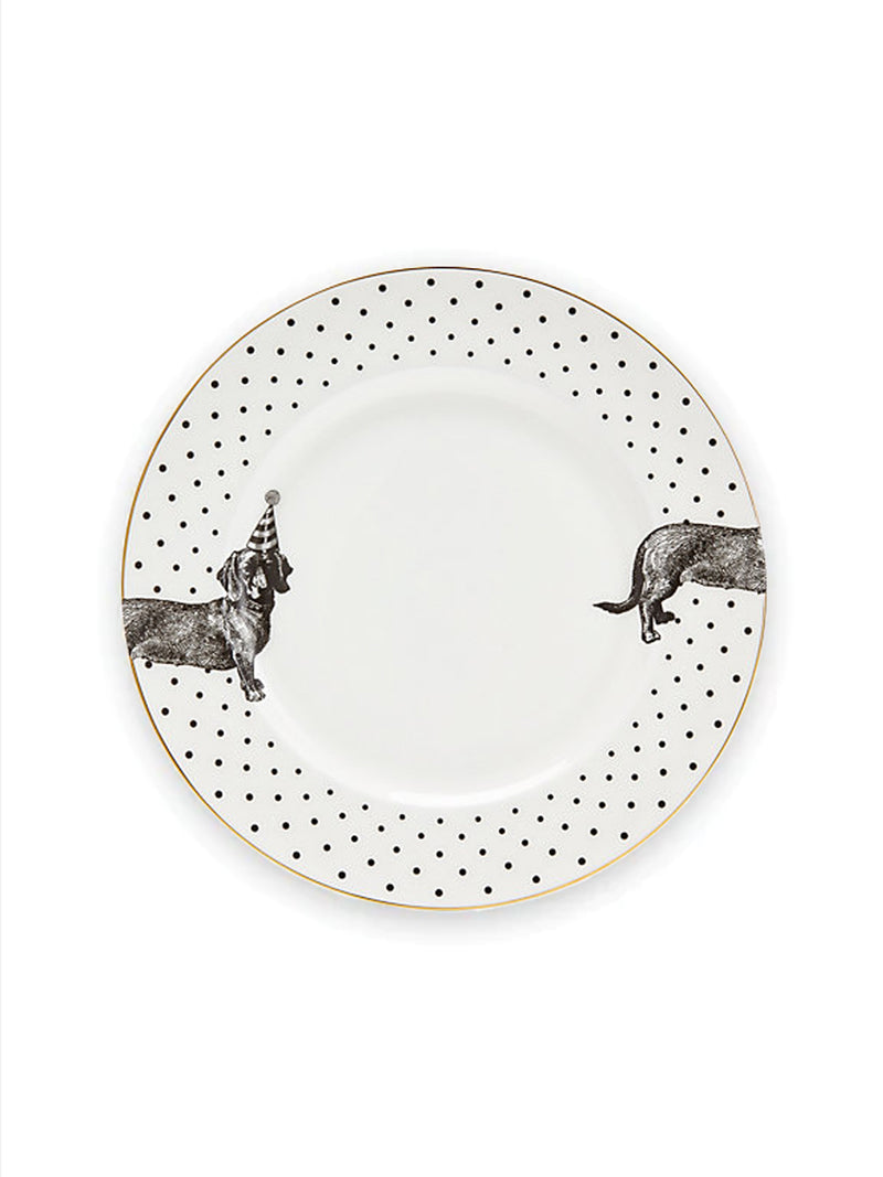 YE Monochrome Party Pup Dinner Plate (Set of 4)