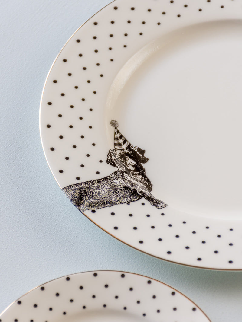 YE Monochrome Party Pup Dinner Plate (Set of 4)