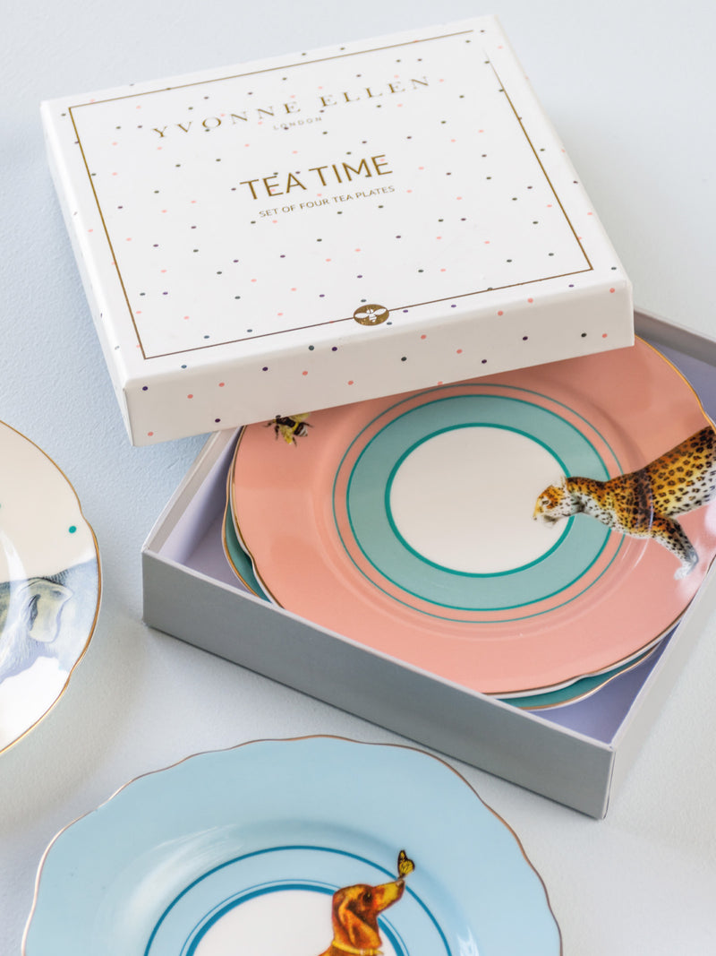 YE Pretty Pastel Animal Tea Plates (Set of 4)